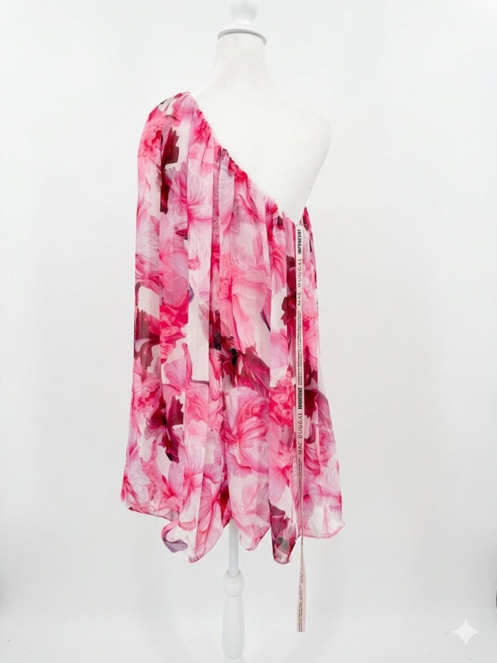 NWT MAC DUGGAL 55875 PINK Floral one shoulder swing Mini Wedding Guest sz 4 - Picture 7 of 10